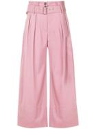 Eudon Choi Belted Wide Leg Trousers - Pink & Purple