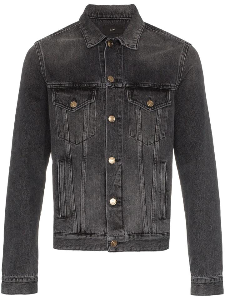 Alanui Knitted Arrow Print Denim Jacket - Black