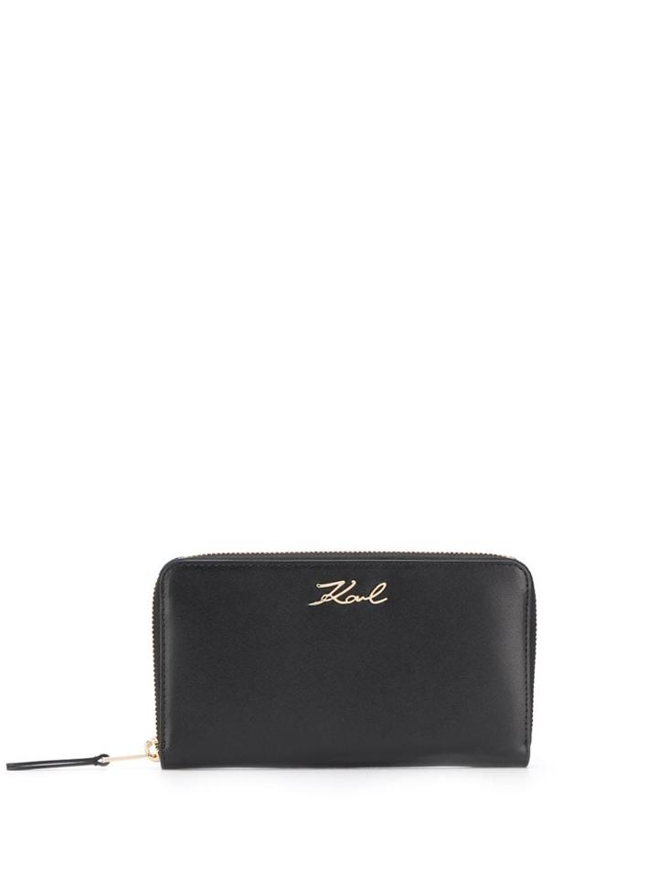 Karl Lagerfeld K/signature Zip Around Wallet - Black