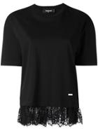 Dsquared2 Lace Effect Fringed T-shirt - Black