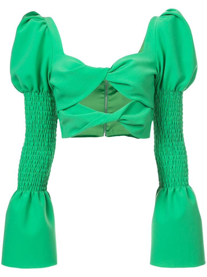 Christian Siriano Cut-detail Long-sleeve Top - Green