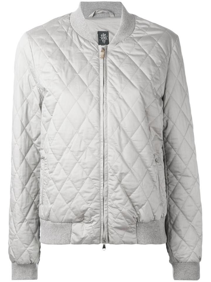 Eleventy - Quilted Bomber Jacket - Women - Silk/cotton/polyester - L, Grey, Silk/cotton/polyester