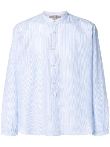 Dnl Mandarin Collar Striped Shirt - Blue