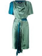 Paule Ka Draped Satin Short Sleeve Dress - Green