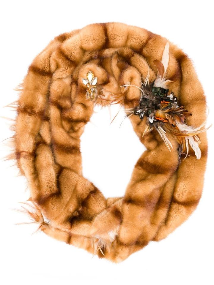 Liska Large Fur Scarf - Black