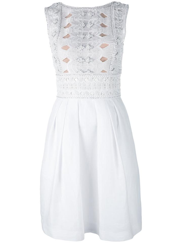 Alberta Ferretti - Sleeveless Embellished Lattice Dress - Women - Silk/cotton/acetate/other Fibers - 42, White, Silk/cotton/acetate/other Fibers