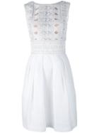 Alberta Ferretti - Sleeveless Embellished Lattice Dress - Women - Silk/cotton/acetate/other Fibers - 42, White, Silk/cotton/acetate/other Fibers