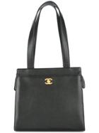 Chanel Vintage Cc Turnlock Tote Bag - Black