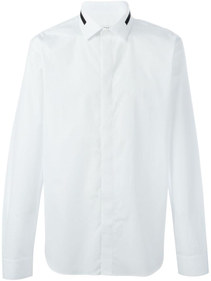Givenchy Contrast Panel Collar Shirt, Men's, Size: 39, White, Cotton/polyester