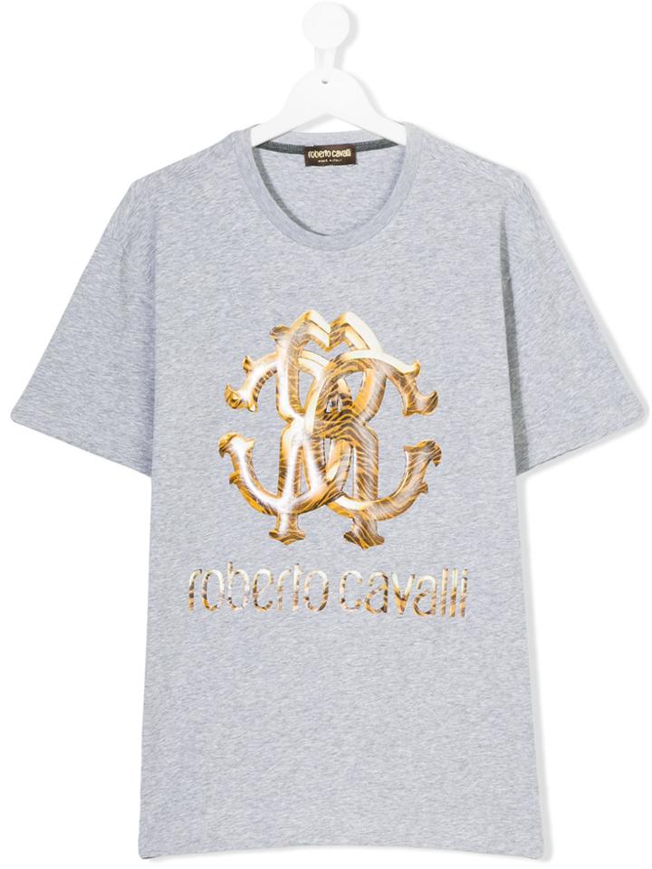 Roberto Cavalli Kids Logo Print T-shirt - Grey