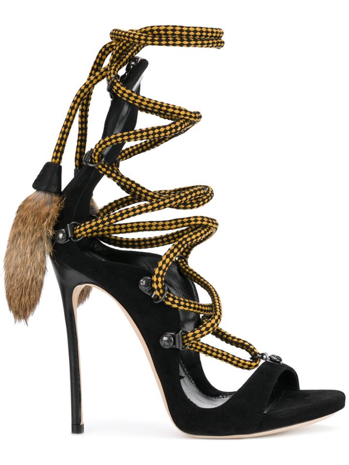 Dsquared2 Fur Tassel Sandals - Black