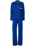Givenchy Logo Patch Zipped Jumpsuit - Blue
