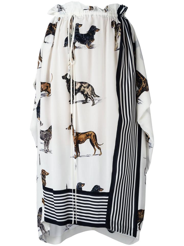 Stella Mccartney Dog Print Skirt, Women's, Size: 38, White, Silk