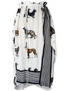 Stella Mccartney Dog Print Skirt, Women's, Size: 38, White, Silk