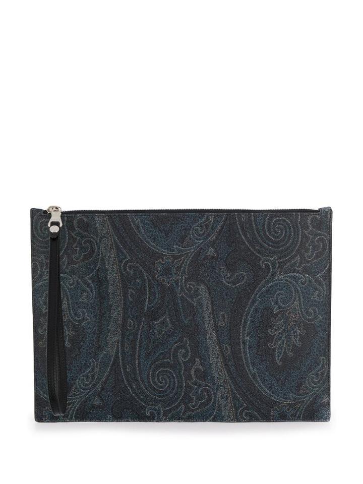 Etro Paisley Printed Clutch - Blue