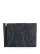 Etro Paisley Printed Clutch - Blue