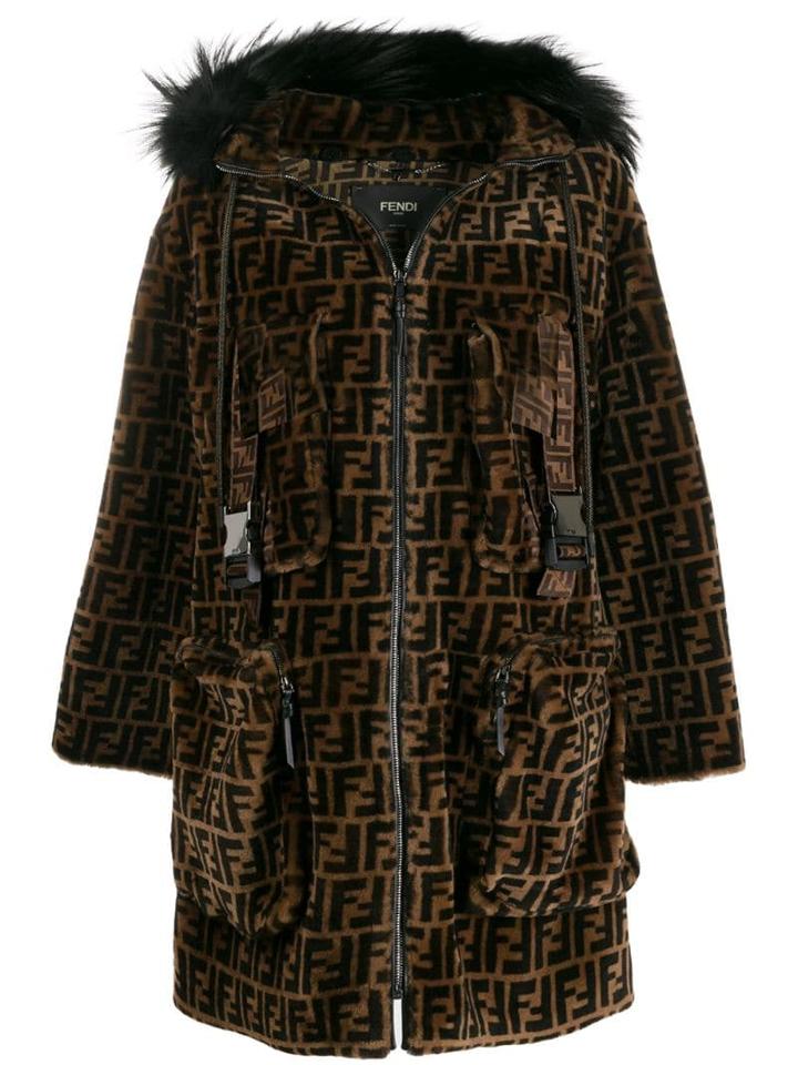 Fendi Ff Hooded Parka - Brown