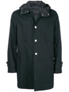 Moncler Padded Detail Single Breasted Coat - Blue