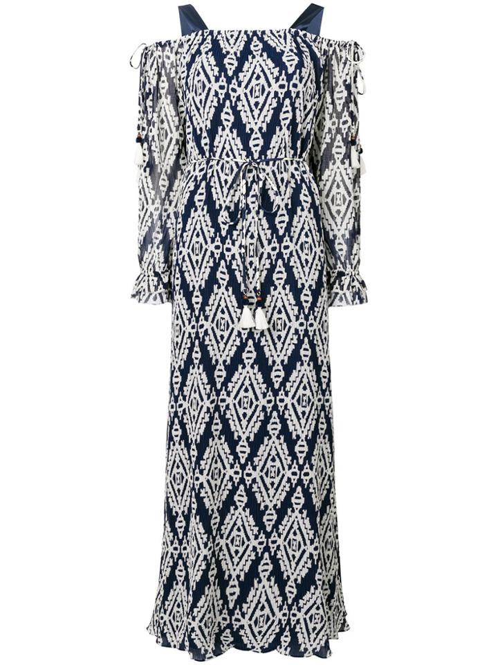 Tory Burch Strappy Off Shoulder Printed Dress - Blue
