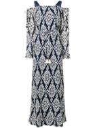 Tory Burch Strappy Off Shoulder Printed Dress - Blue