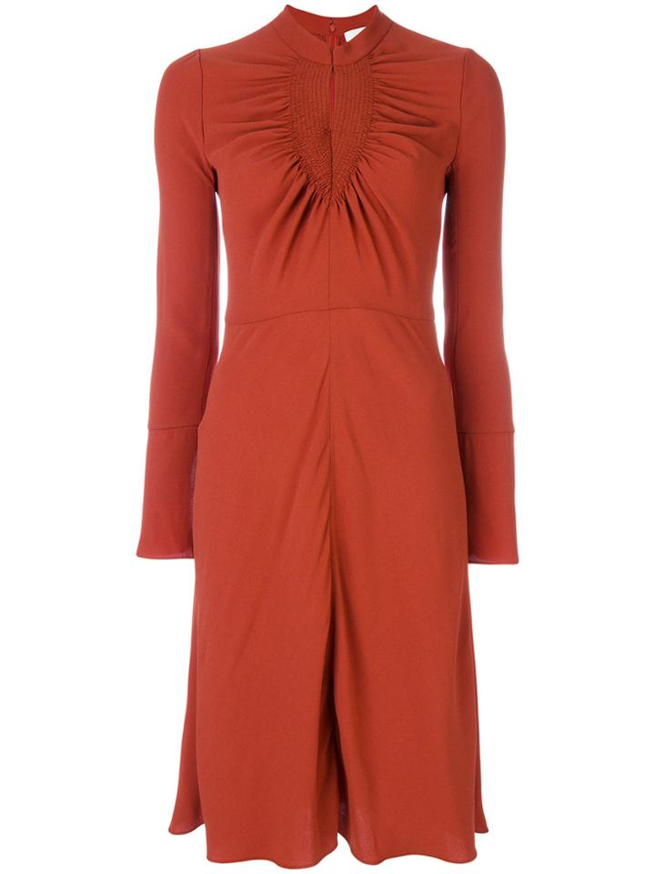 Chloé Ruched Midi Dress - Yellow & Orange