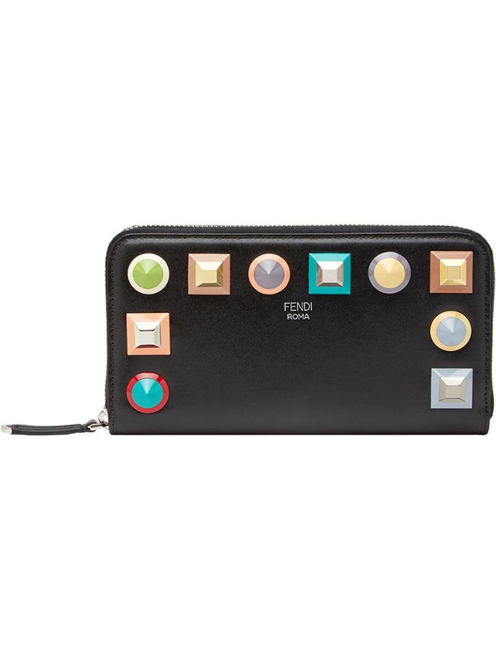 Fendi Geometric Stud Wallet - Black