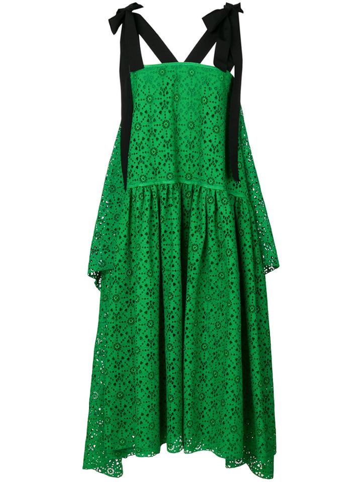 Fendi Flared Crochet Dress - Green