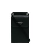 Prada Small Detachable Strap Leather Pouch - Black