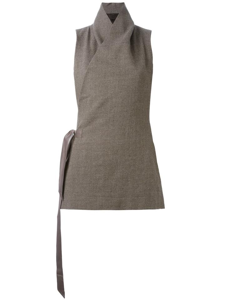 Rick Owens Tie Waist Sleeveless Top, Women's, Size: 44, Brown, Cupro/virgin Wool