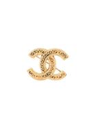 Chanel Vintage Cc Logo Brooch Pink - Gold