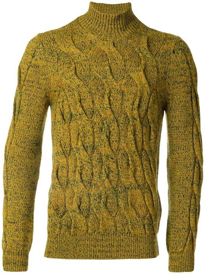 Missoni - Cable Knit Jumper - Men - Wool - 48, Yellow/orange, Wool