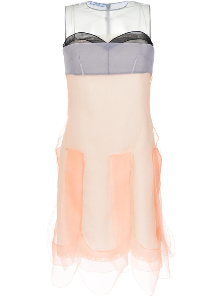 Prada Sleeveless Layered Dress - Yellow & Orange