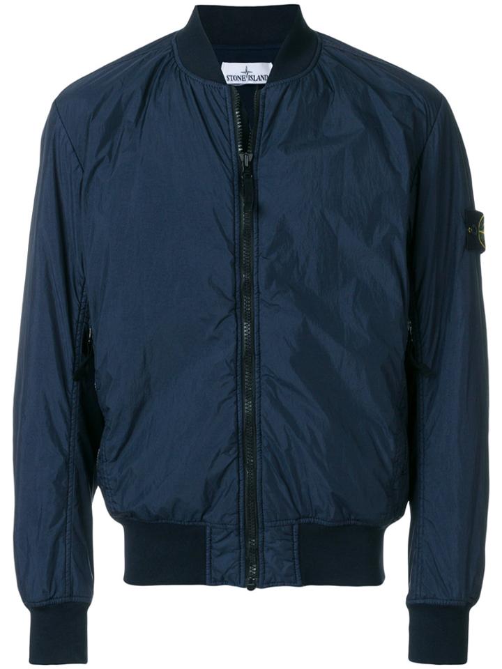 Stone Island Garment Dyed Crinkle Reps Ny Bomber Jacket - Blue