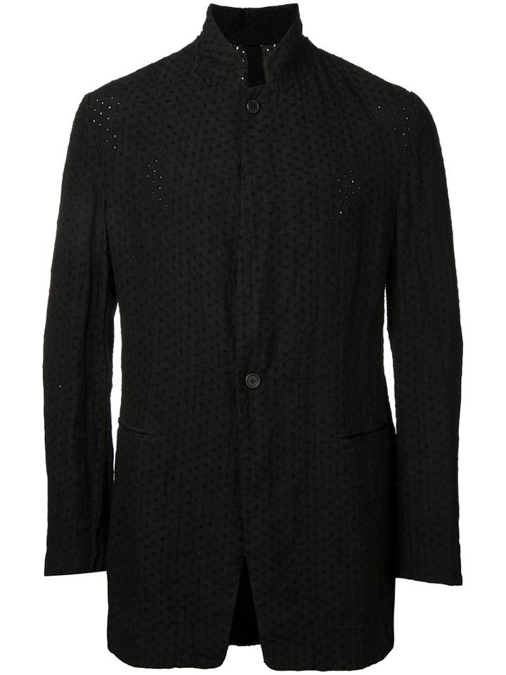 Forme D'expression Broderie Standing Collar Jacket, Men's, Size: 52, Black, Linen/flax