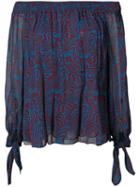 Derek Lam - Printed Bardot Blouse - Women - Silk - 42, Blue, Silk