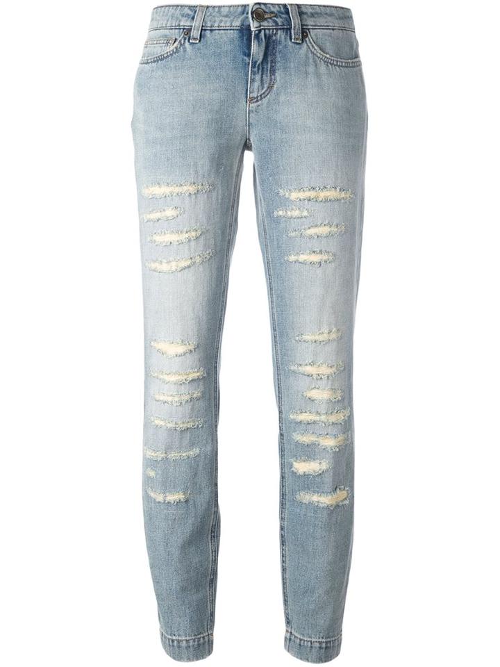 Dolce & Gabbana Distressed Jeans, Women's, Size: 38, Blue, Cotton