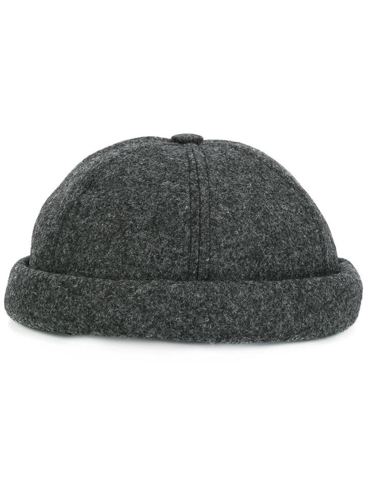 Beton Cire Miki Twill Hat, Adult Unisex, Grey, Bamboo/calf Leather/merino