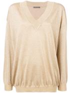 Alberta Ferretti V Neck Knitted Top - Metallic