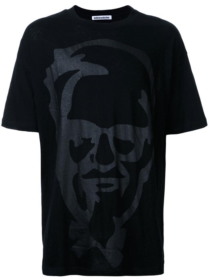 Mikio Sakabe Face Print T-shirt, Adult Unisex, Size: Xl, Black, Cotton
