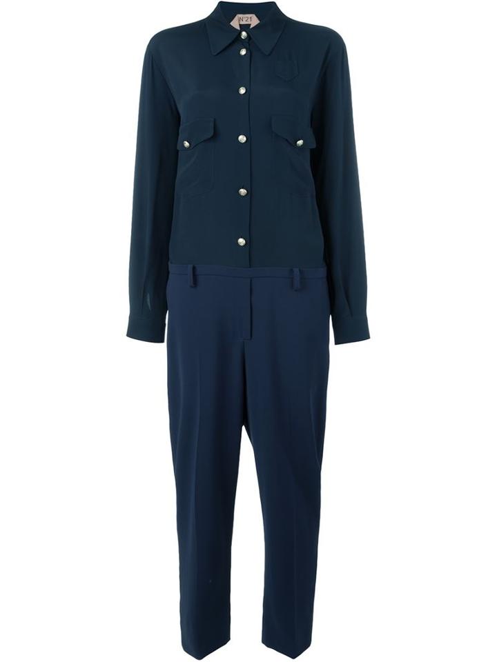 No21 Shirt Jumpsuit, Women's, Size: 42, Blue, Silk/polyester/acetate/cupro