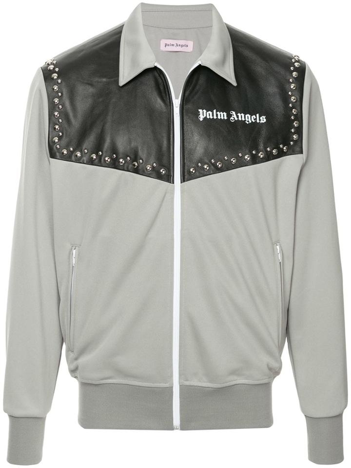 Palm Angels Logo Print Shirt Jacket - Grey