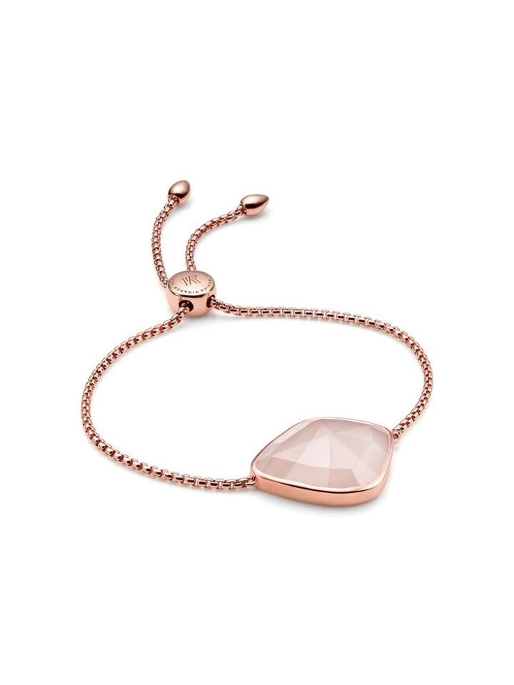 Monica Vinader Rp Siren Nugget Cocktail Chain Rose Quartz Bracelet -