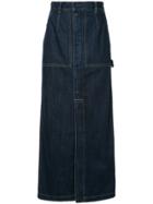 Le Ciel Bleu Front Slit Denim Skirt - Blue