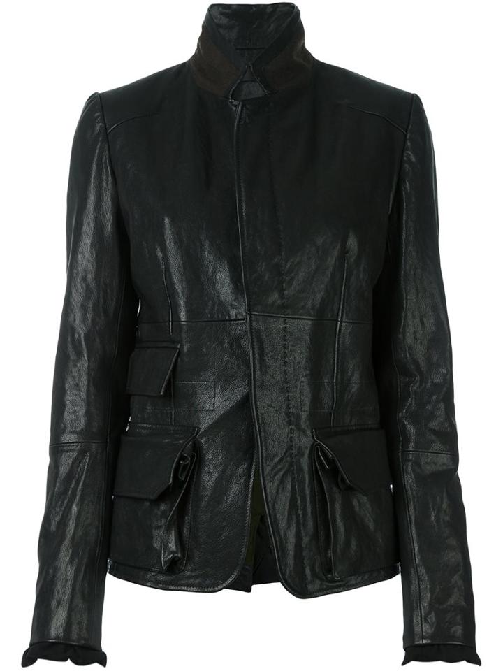 Haider Ackermann Leather Jacket, Women's, Size: 40, Black, Cotton/leather/rayon