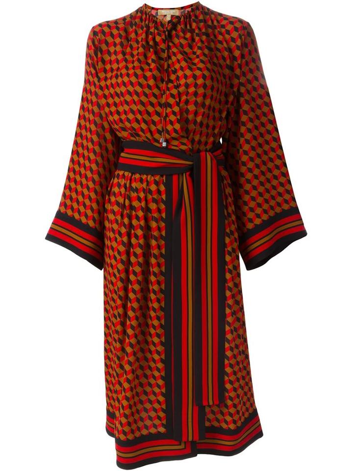 Michael Kors Belted Cube Print Dress