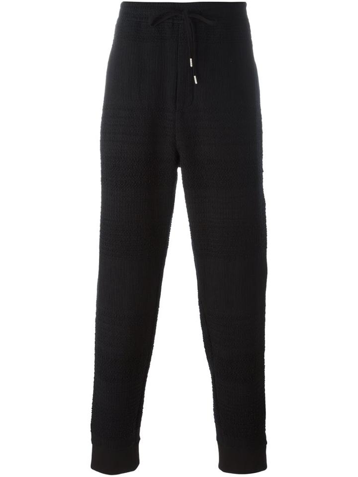 Chalayan Textured Track Pants, Men's, Size: Large, Black, Polyamide/virgin Wool