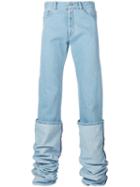 Y / Project - Oversized Folded Jeans - Unisex - Cotton - 46, Blue, Cotton