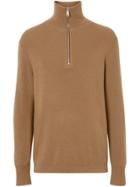 Burberry Rib Knit Cashmere Half-zip Sweater - Neutrals