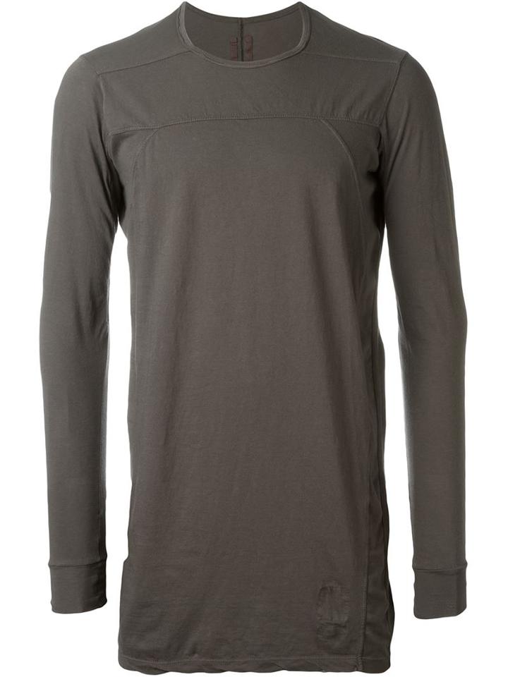 Rick Owens Drkshdw Geo Long Sleeve T-shirt, Men's, Size: M, Grey, Cotton