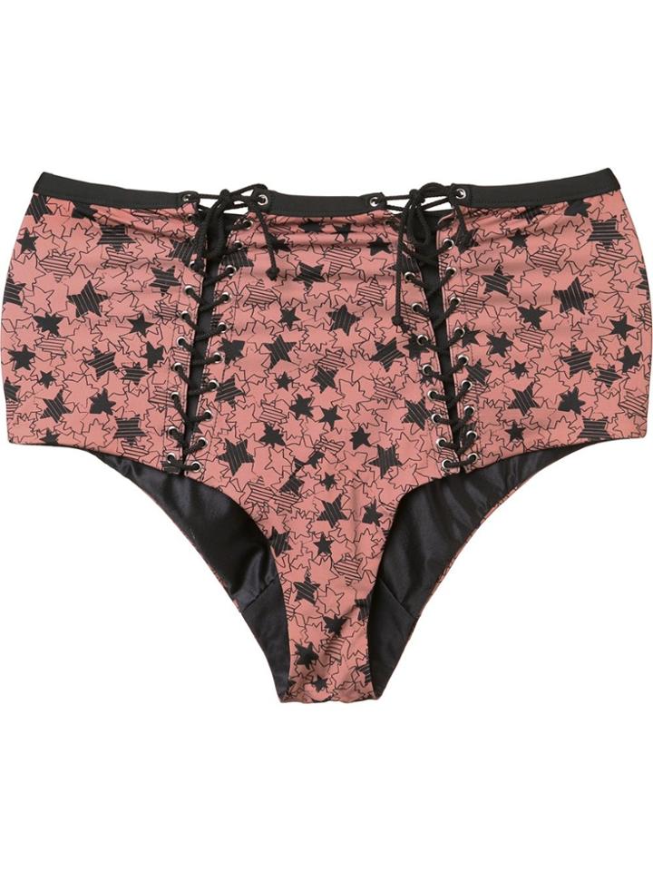 Fleur Du Mal Lace-up High Waist Bikini Bottom - Nude & Neutrals